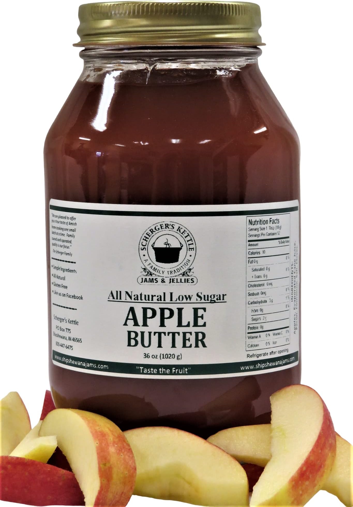 Apple Butter, All Natural/Low Sugar, 36 oz