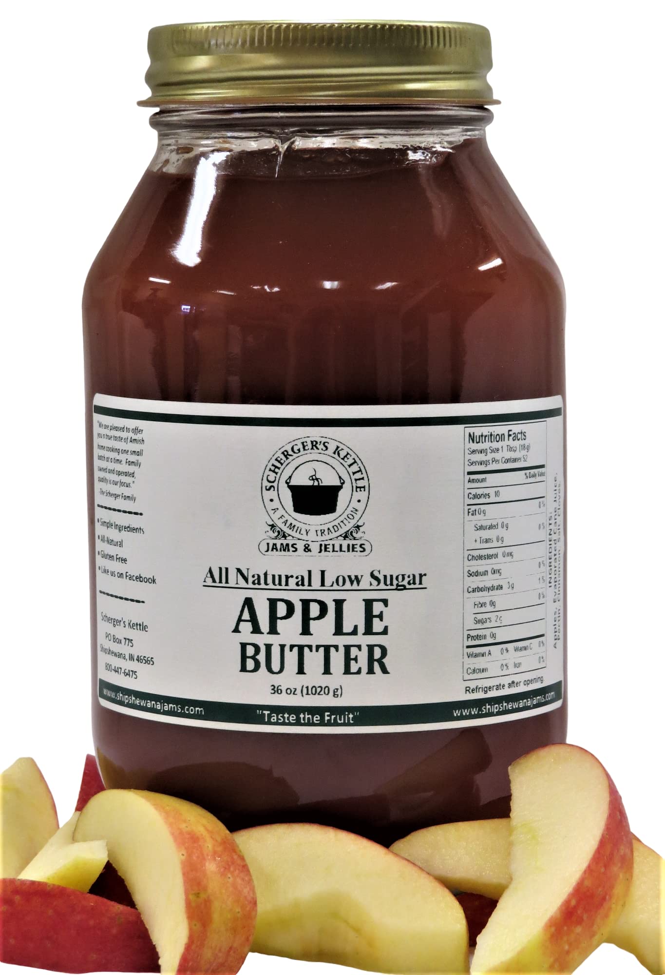 Apple Butter, All Natural/Low Sugar, 36 oz