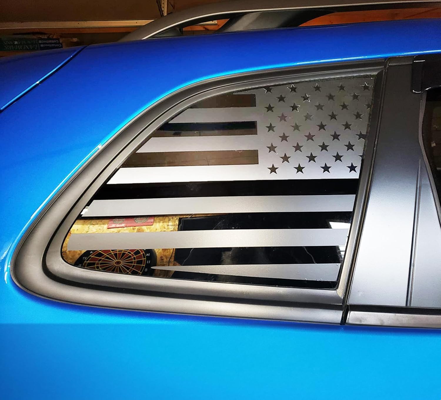 2pcs 42x100cm Universal Rear Side Window American Flag Decal Matte Black USA Flag Vinyl Sticker Patriotic Car Truck SUV Accessories (42x100)