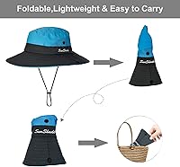 Vista 35 de Sombrero de sol de verano para mujer, cola de caballo – Protección UV de malla de ala ancha plegable con agujero para cola de caballo Beige