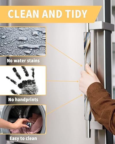 Miniatura 4 de Juego de 2 fundas para manijas de puerta de refrigerador azul marino dorado para lavavajillas, microondas, horno, nevera, estufa, electrodomésticos,