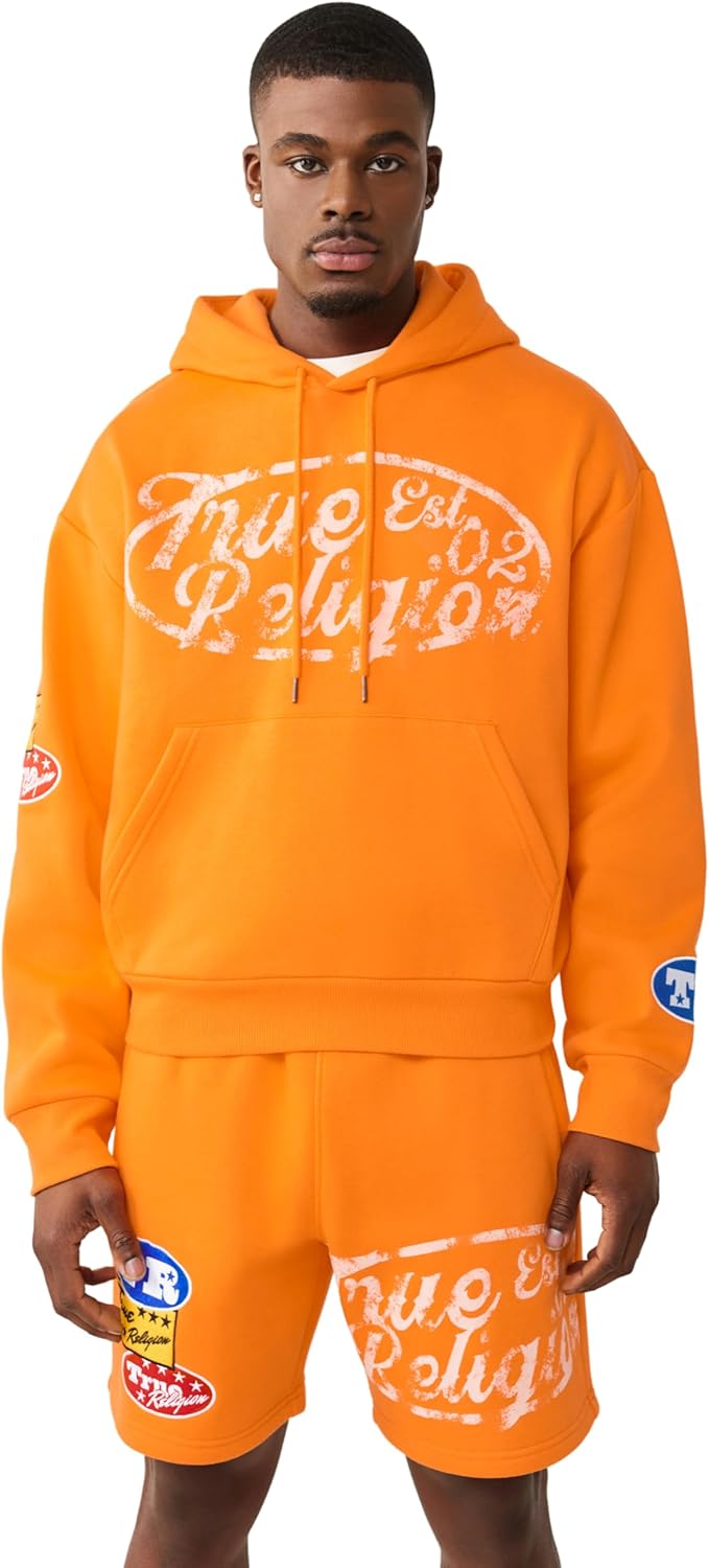 True Religion Men's Logo Pa Boxy Pullover Hoodie