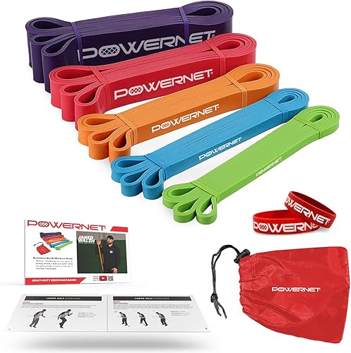 PowerNet Paquete de bandas de resistencia resistentes  Bolsa de transporte incluida  Niveles de resistencia codificados por colores  Entrenamiento o