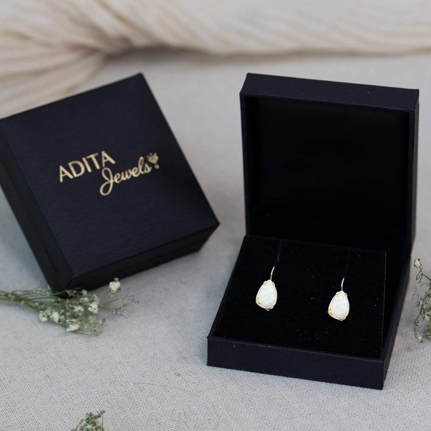 14K Solid Gold Earrings - Gemstone Earrings for Women - 14K Gold Earrings for Women - Birthstone Earrings - Teardrop Earrings for Women - Gold Dangle Earrings - Small Dainty Earrings - Image 8