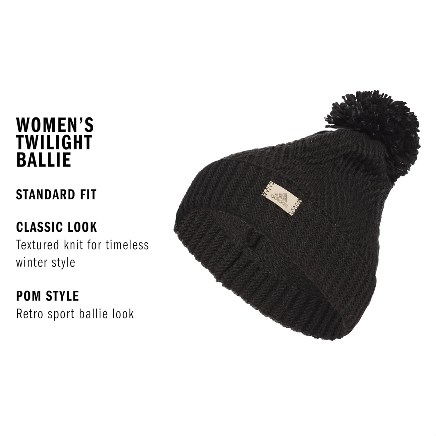 adidas Womens Pom Pom Beanie – Knit Ballie Hat, Standard Fit - Image 2