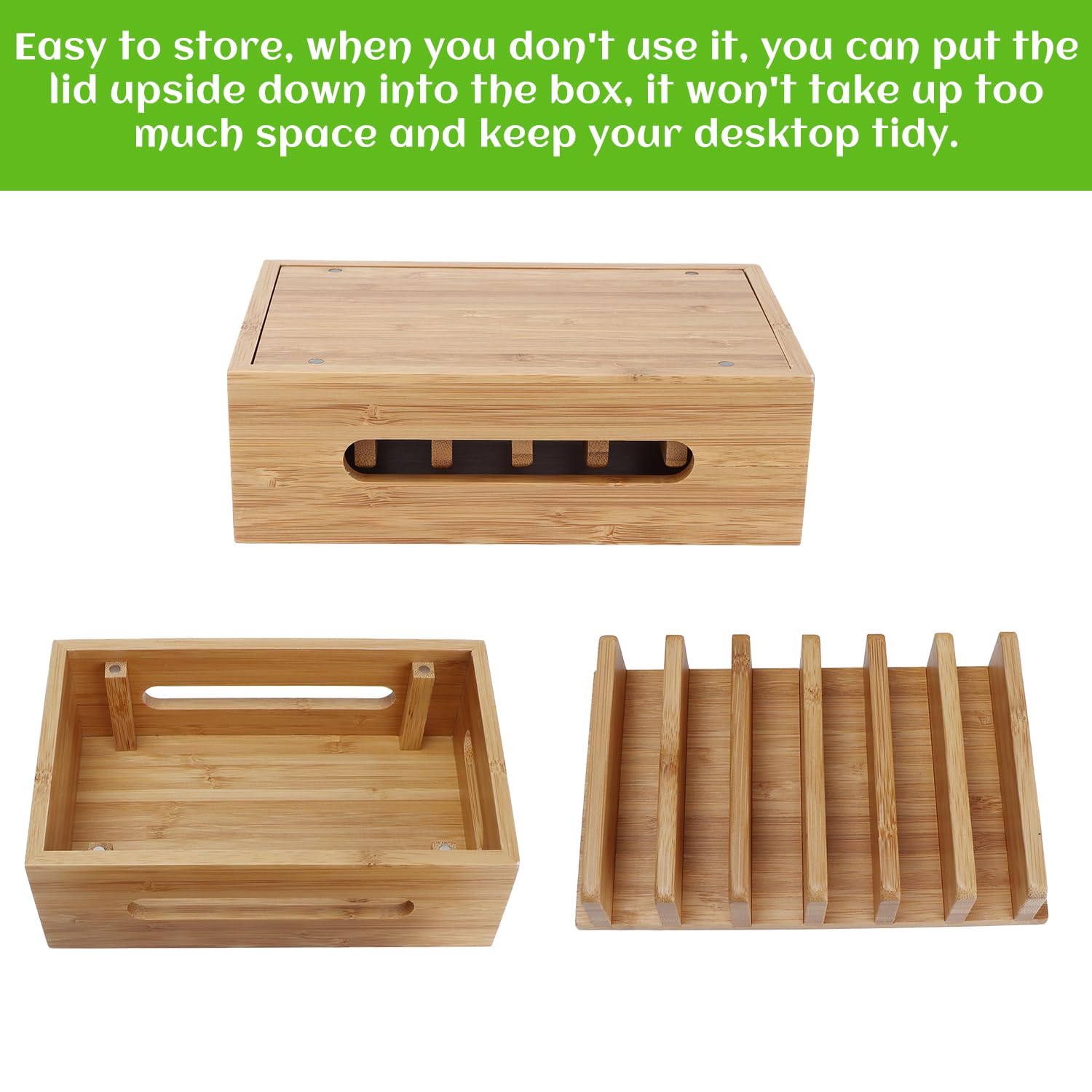 Tissting Organisateur de Station de Charge pour Plusieurs Appareils, Boîte de Rangement en Bois pour Téléphone Portable, Station d'accueil pour Tablette, 19x12x9cm Organisateur pour Bureau à Domicile