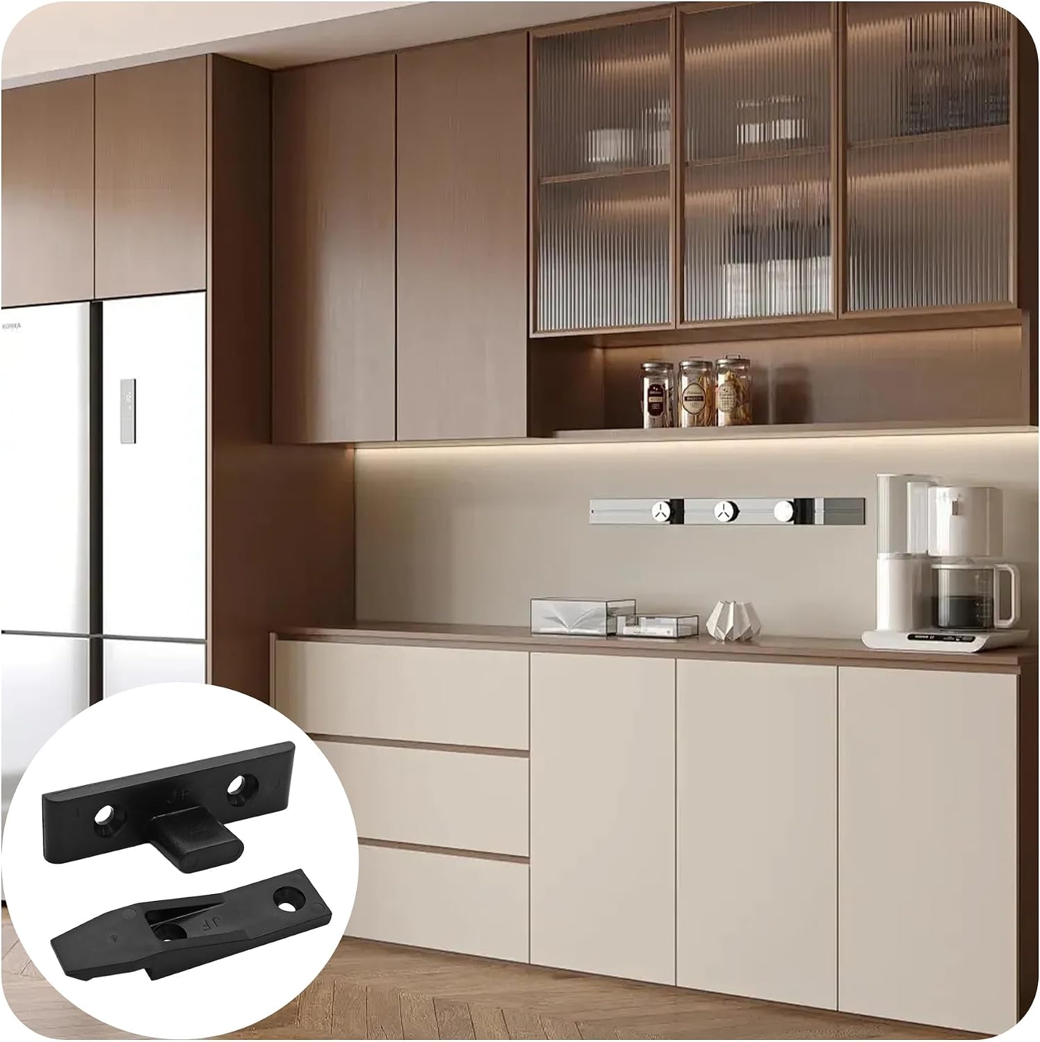 8 Sets Black ABS Suspension Fitting Quick Connect Panel Joint Bracket Heavy Load Push-On Clips for Furniture Cabinet Wardrobe Wall Mounting Systems