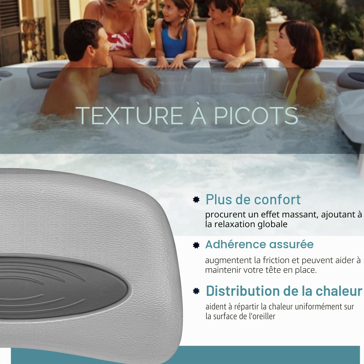 6472-960 Lot de 4 oreillers de rechange pour spa compatibles avec Sundance 850 880 Série 2001-2008 Coussin de rechange en polyuréthane Accessoires pour baignoire spa