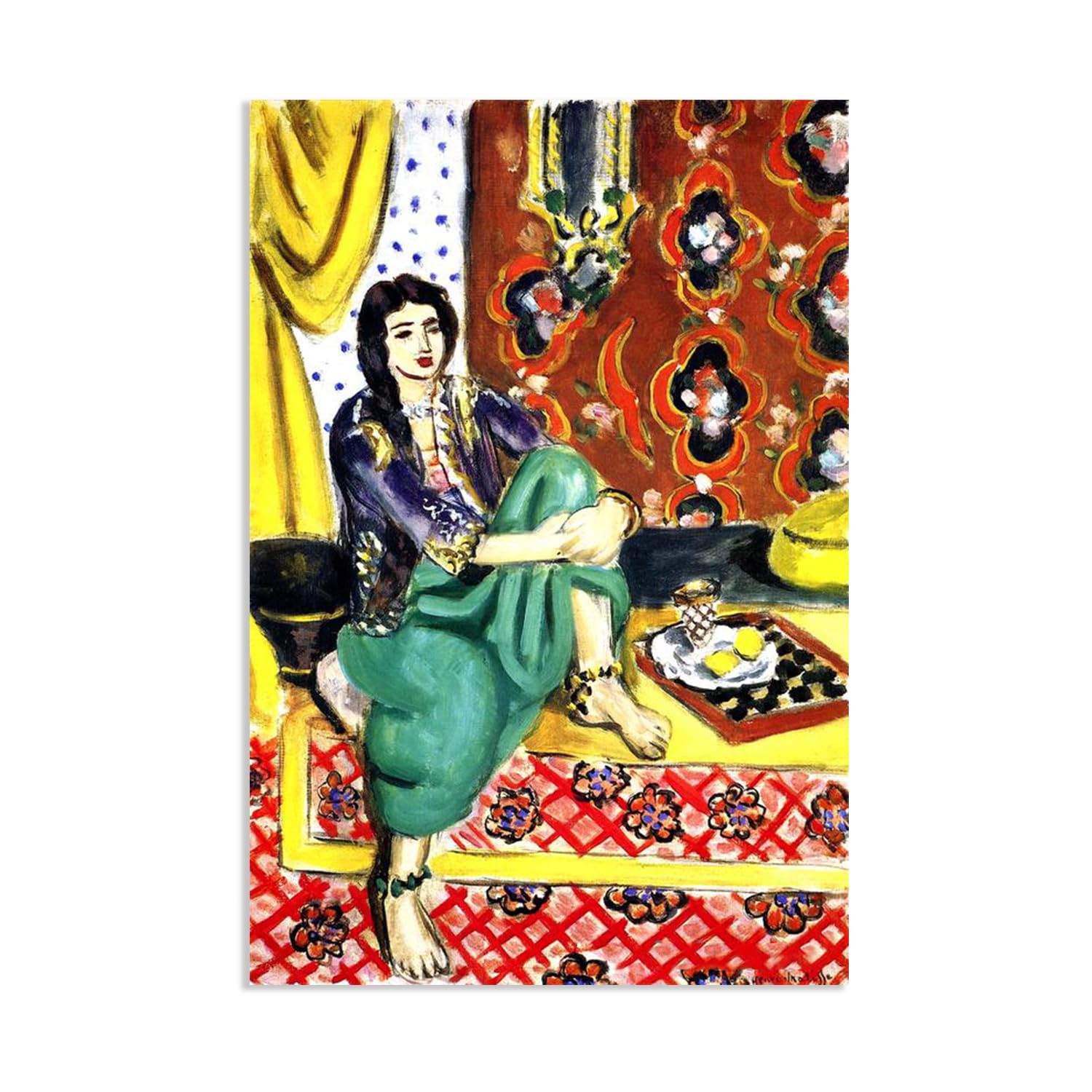 Mycggdgh Framed Henri Matisse Painting Reproduction Seated Odalisque Henri Matisse Abstract Art Canvas Wall Reproductions Classic Poster For Living Room Bathroom Office 70X110cm(28X43in) Poster
