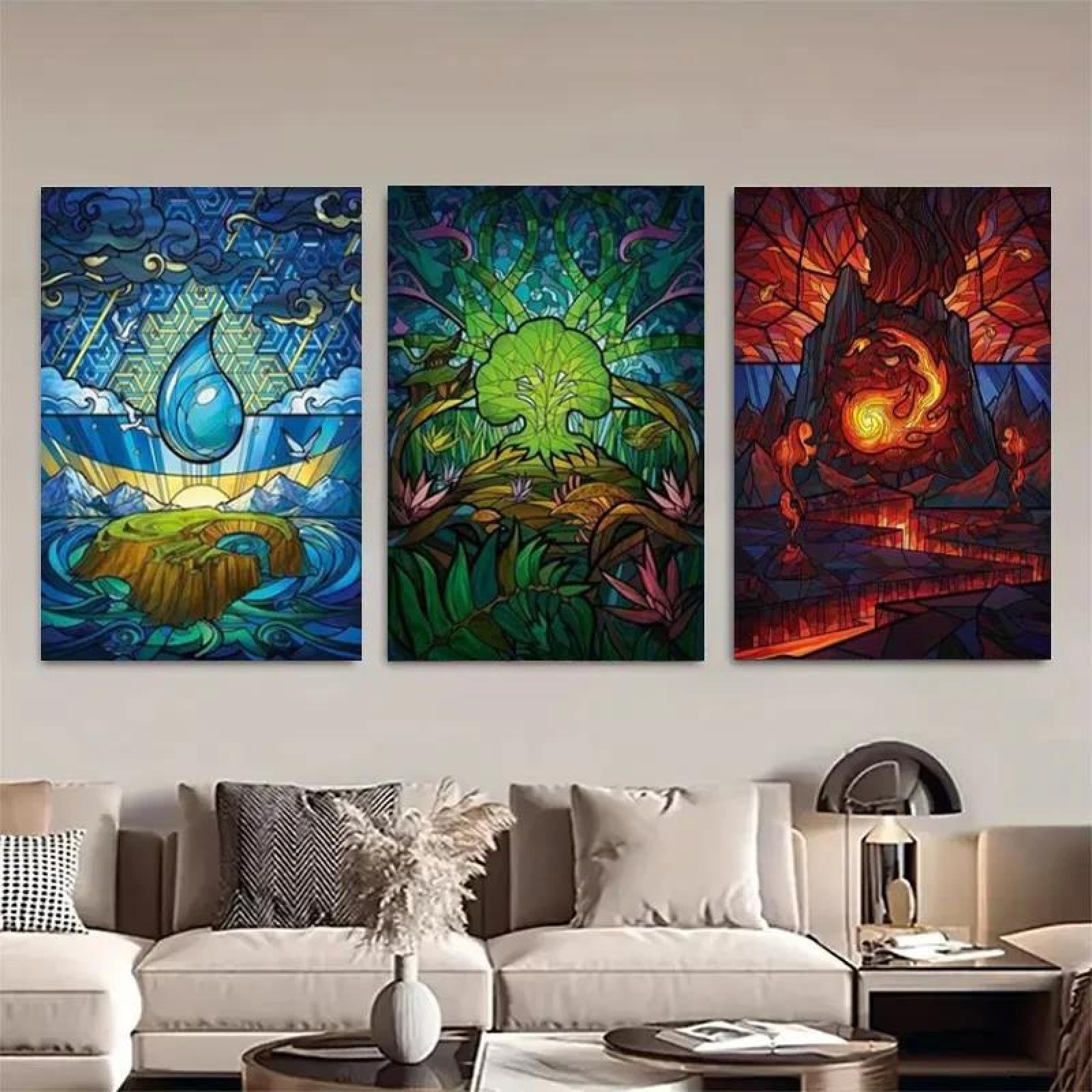 Yocheng 3pcs Canvas Abstract Droplet, Tree & Paintings 60x80cmx3 No Frame