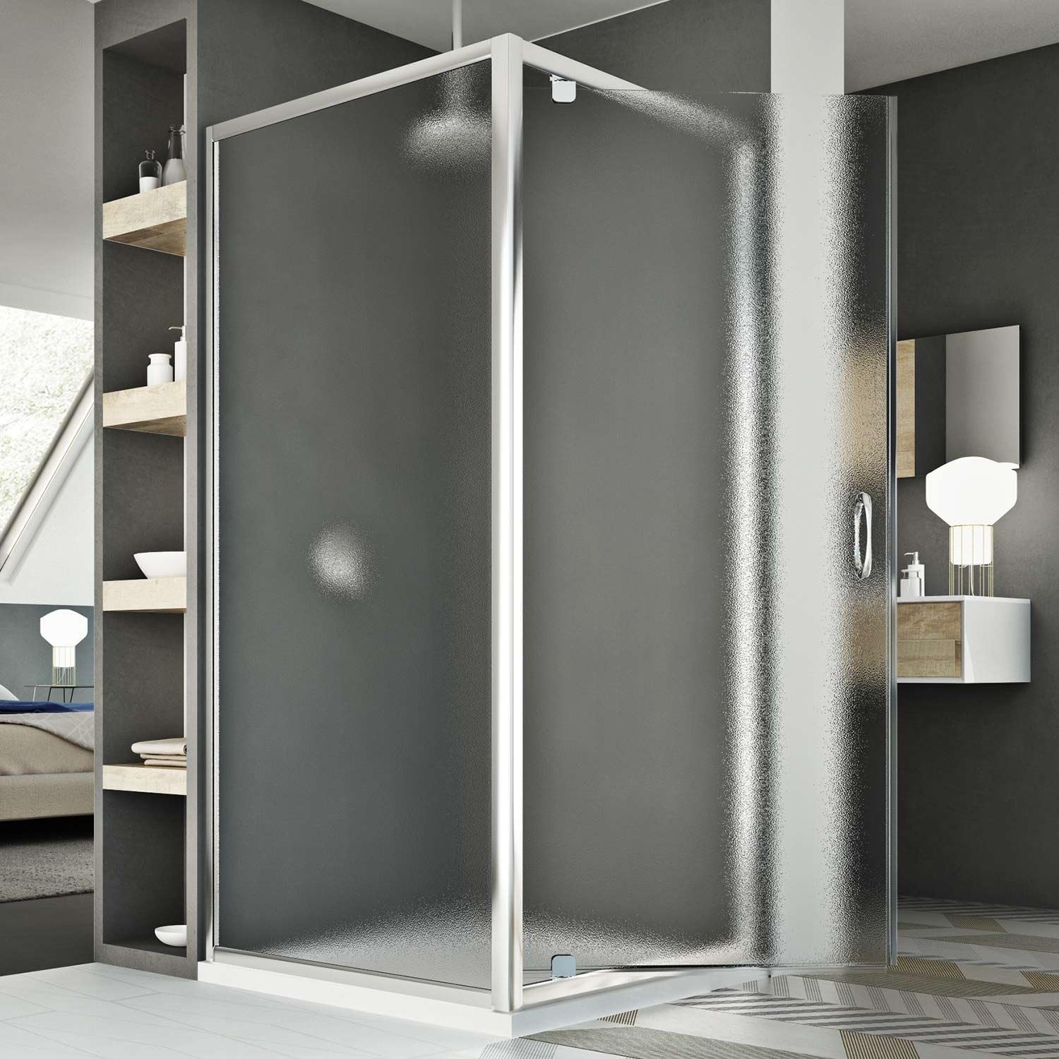 Mampara de Ducha 80x90 AP. 80 CM H185 Impreso mod. Sintesi Duo 1 Hoja