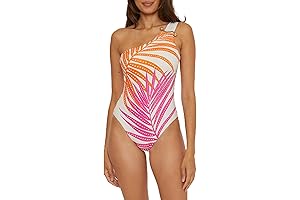 Trina the One Women's Sheer Maillot Swimsuit: Palm Leaf Paradise