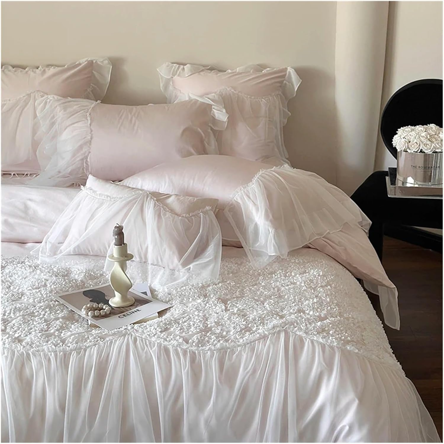 Tulle Skirt Cotton Home Bed Linen Embroidery Bed Cover Full Set Room Decor Stitch Quilt Duvet Cover Bed Sheets Set Bedding Set,Bed