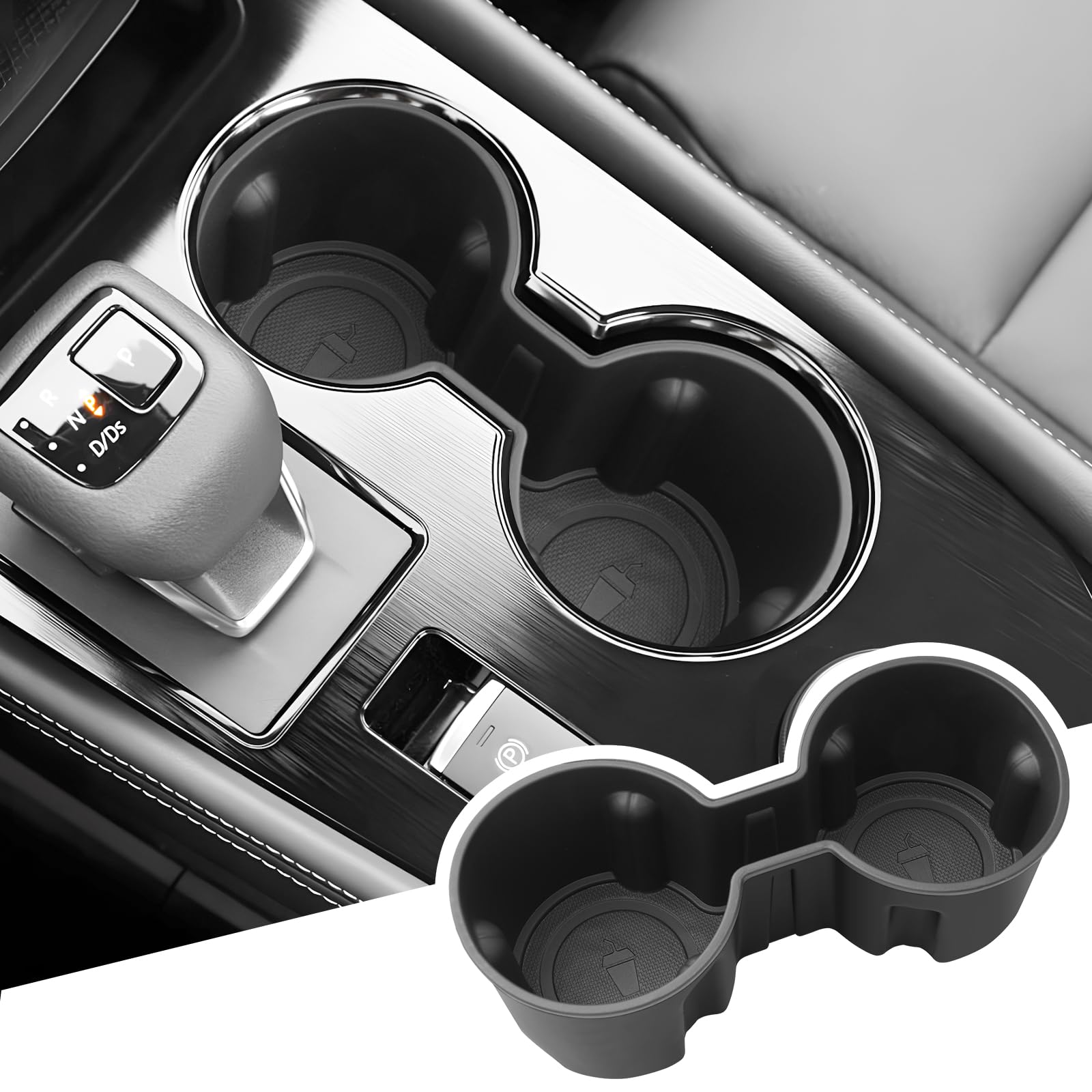 BIBIBO Uchwyt na kubki do konsoli środkowej dla Nissan X-Trail T33 2022-2024, Czarny, Materiał: Elastomery termoplastyczne (TPE)