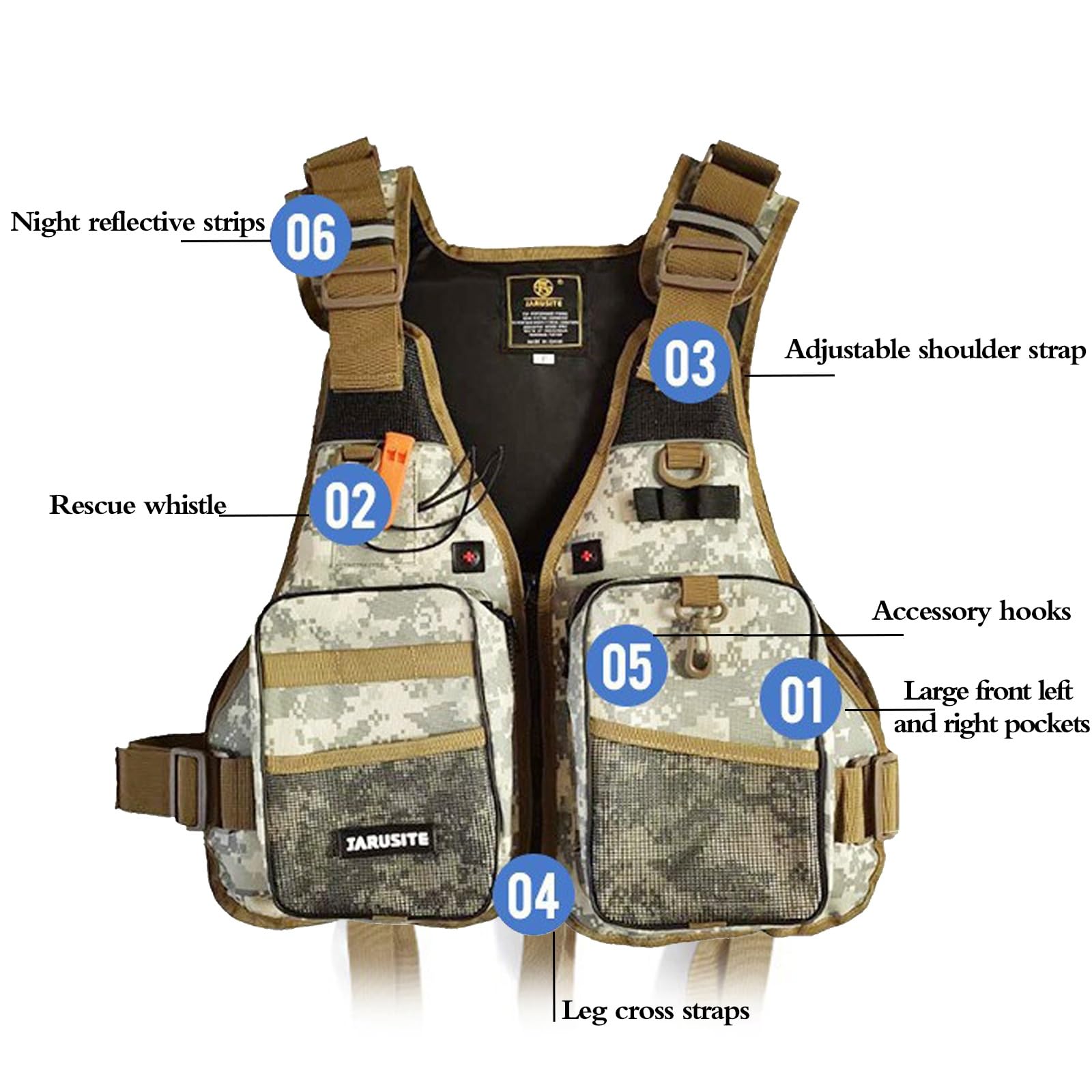 Kamizelka Ratunkowa Do WęDkowania Na śWieżYm Powietrzu Lekka Kamizelka Ratunkowa Regulowany PodwóJny Pas I Gwizdek Konstrukcja Aldult Lifejacket(Gray Camouflage)
