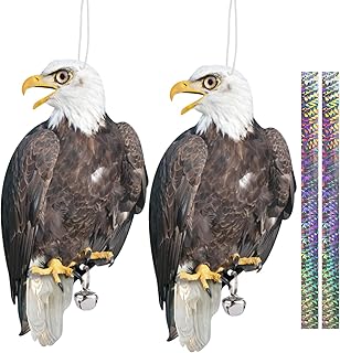 Plastic Hawk to Scare Pigeon Away from Porch Patio Balcony, 2Pcs Flat Fake Hawk to Keep Pigeon Away with Reflective Tape, Pigeon Scare Devices Garden Hawk to Scare Woodpecker Squirrel for Outdoor