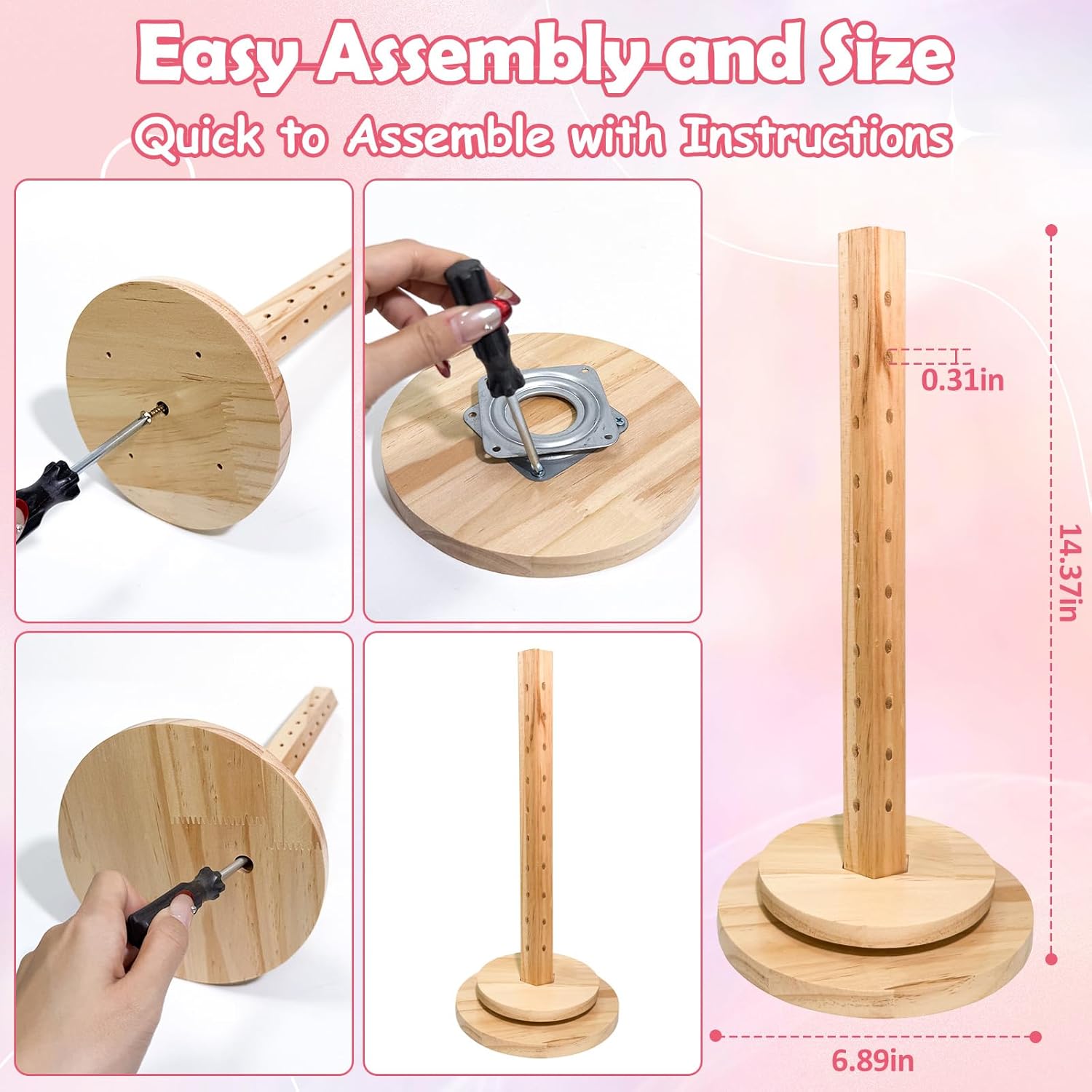 Wood Cake Pop Stand 36 Holes with Spinning Base,Cake Pop Holder Stand for Dessert Table,Lollipop Holder Candy Table Display, Dessert Stand for Wedding Birthday Baby Shower Parties Anniversaries (2 Pack)