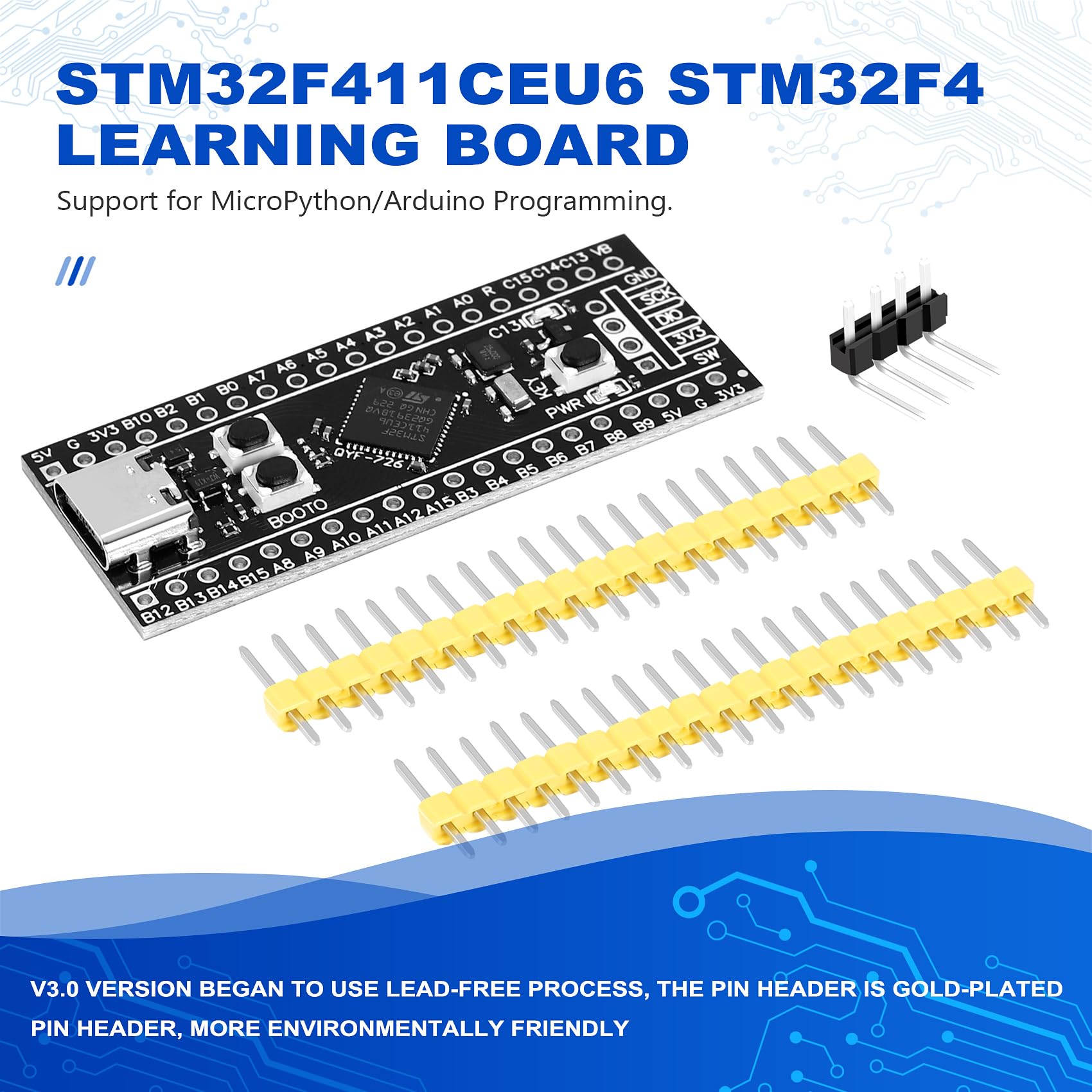 STM32F411 - Tavola di sviluppo STM32F411CEU6 STM32F4, supporto per programmazione MicroPython