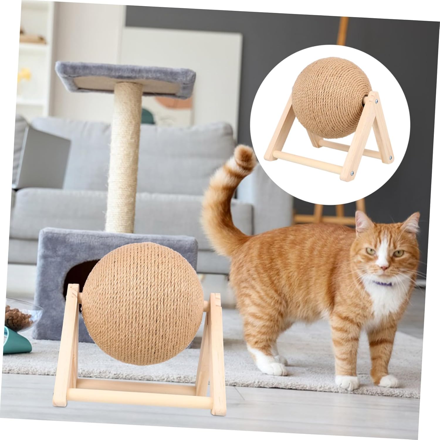 Cat Ball Shaped Scratching Durable Sisal Pet Playing Supplies for Kittens Interactive Grinding Plaything Lightweight Decorative Cat for Home Pet Shops