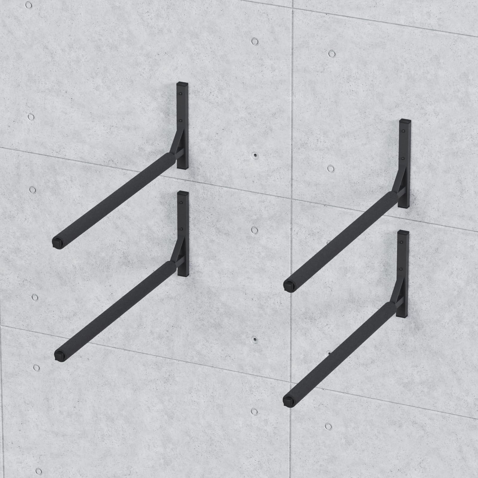 Supporto a parete per box da tetto da 82 cm WSB O nero in acciaio per la conservazione di bauletti da tetto, attrezzi da giardino scatole portatutto per sport tavole da surf e iSUP