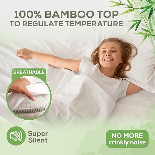 Miniatura 3 de Protector de colchón individual XL de lujo, protector de colchón 100% impermeable y parte superior de viscosa de bambú 100%  Transpirable,