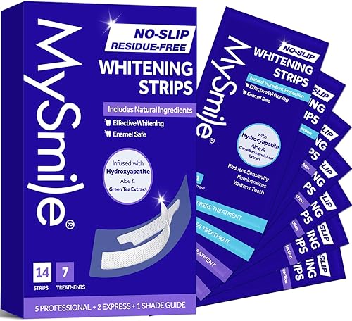 MySmile Tiras blanqueadoras de dientes, tiras blancas con infusión de hidroxiapatita, blanqueamiento dental no sensible con ingredientes naturales