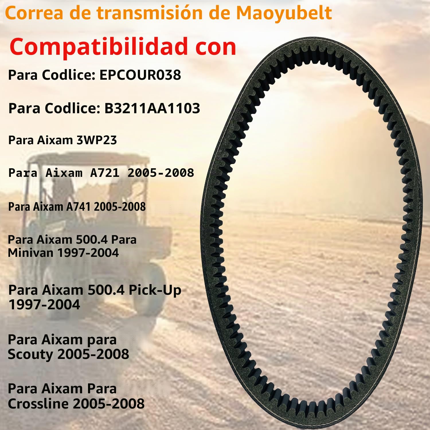 Correa de transmisión B3211AA1103 para Aixam 500.4 para Minivan/Pick-Up 1997-2003 2004 para Scouty para Crossline A721 A741 2005-2008