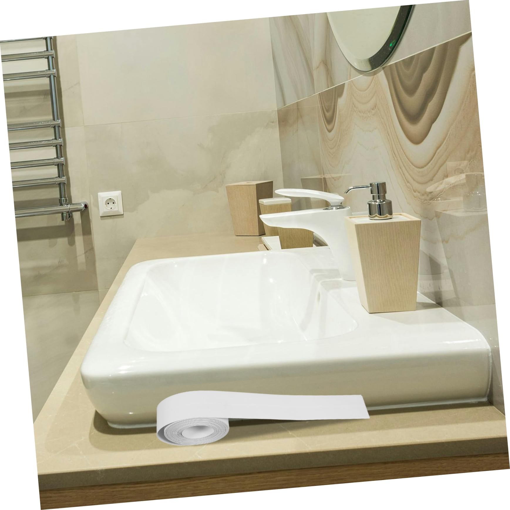 SOLUSTRE Sealing Strip Tape 17.39ft Caulk Tape Toilet Sealer for Kitchen Bathroom Counter Protection