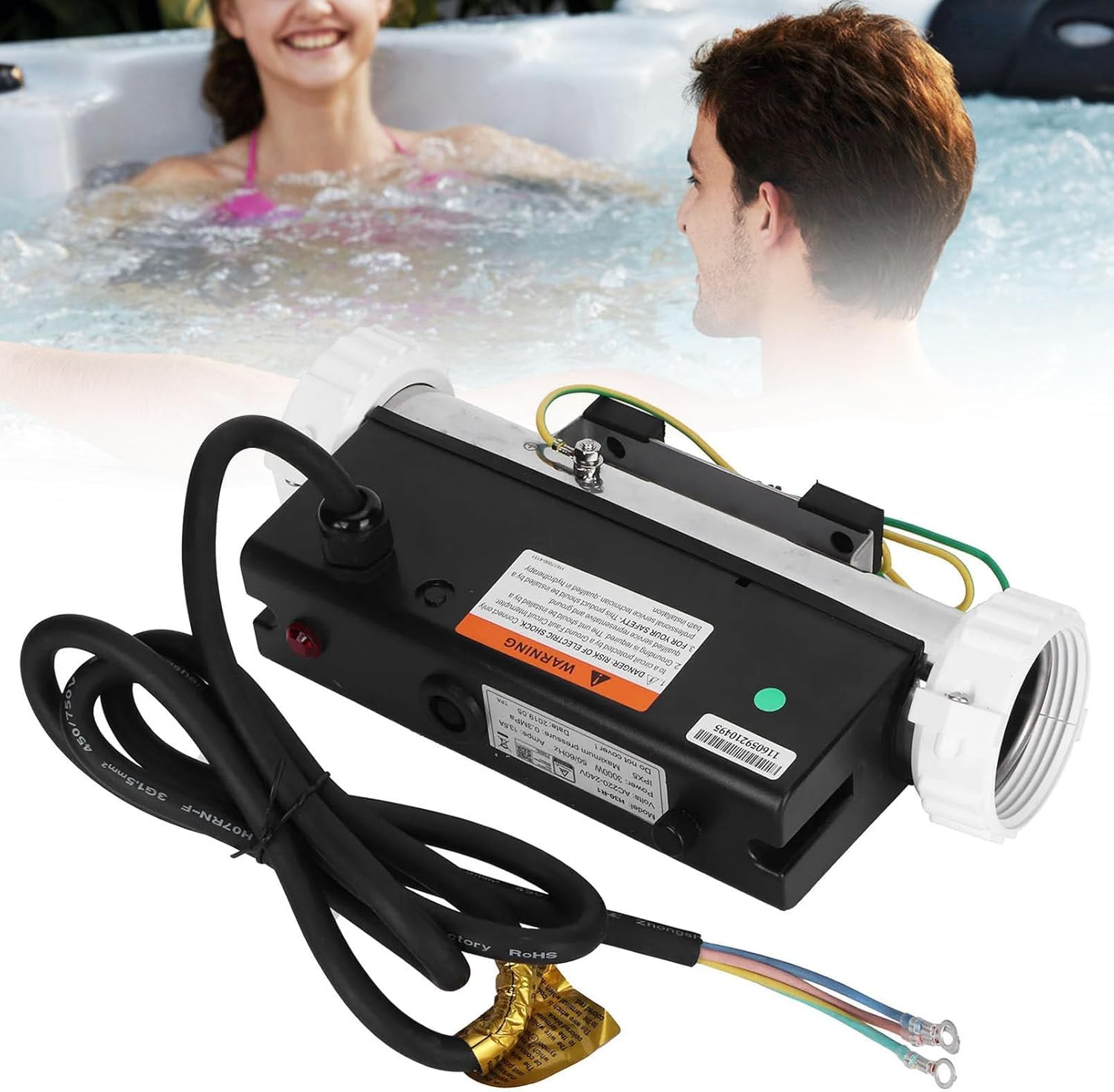 Riscaldatore elettrico per vasca da bagno con termostato, IPX5, impermeabile, per piscine fuori terra, riscaldamento rapido da 2000 W