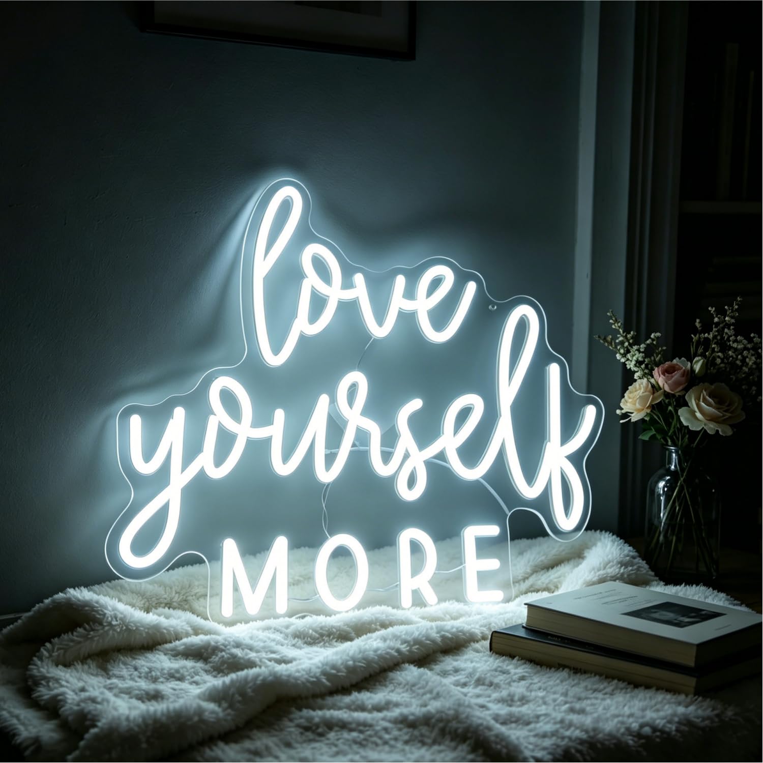 Love Yourself More Neon Sign LED Neon Light For Wall Decor Dimmable USB Powered Neon Lights Signs for Bedroom Home Living Room Wedding Birthday Engagement 15.7”X15.7” — image 1