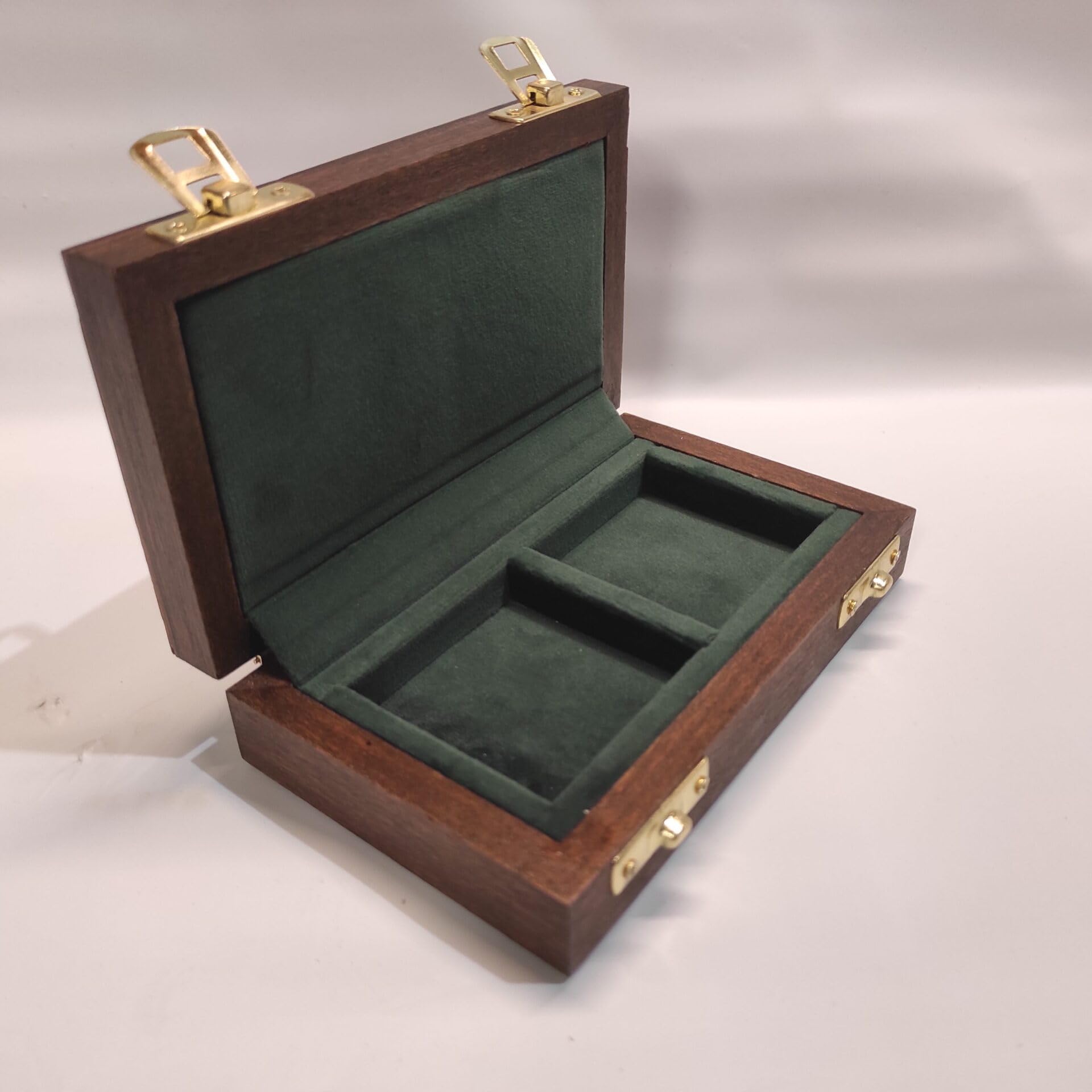 Caja para monedas y medallas antiguas certificadas, madera maciza, 2 compartimentos 50x50 mm, terciopelo italiano, hecha a mano, numismática
