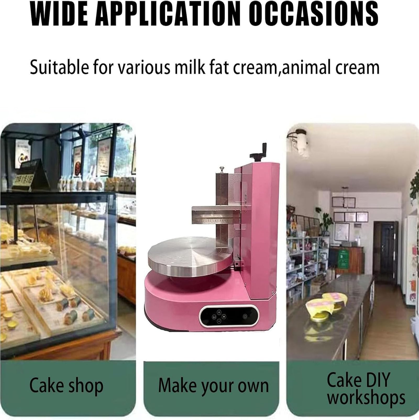 MáQuina AutomáTica FormacióN Hielo para Tartas CumpleañOs Raspador Tartas Ajustable 4 a 12 Pulgadas Nivelador Tartas Esparcidor DecoracióN Crema MáQuina Alisadora,001