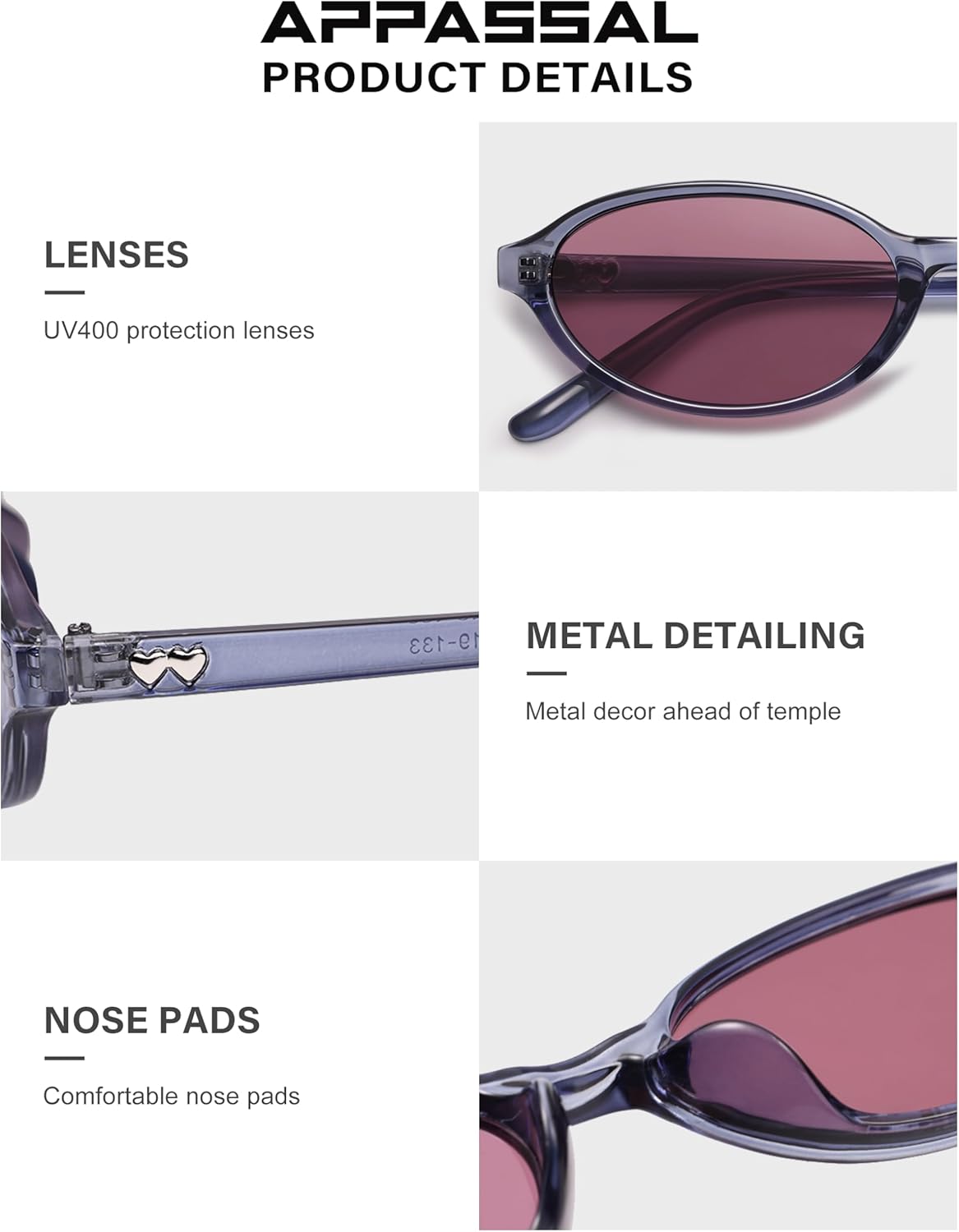 Retro Small Oval Cat Eye Sunglasses for Women 90s Sunnies Lightweight Narrow Shades Trendy Sun Glasses AP3735 - Image 5