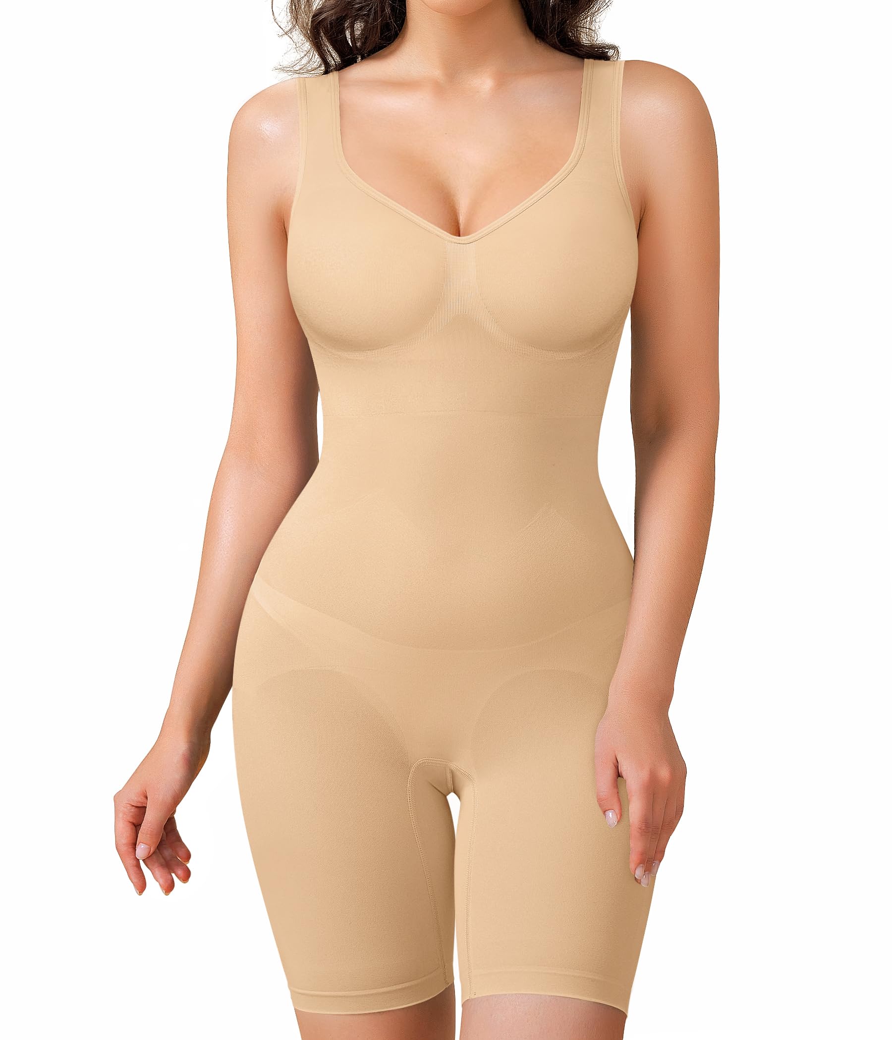 Photo 1 of BRABIC Waist Trainer Shapewear Bodysuits for Women Tummy Control Seamless Full Low Back Faja Body Shaper Butt Lifter(Dark Beige, X-Large)