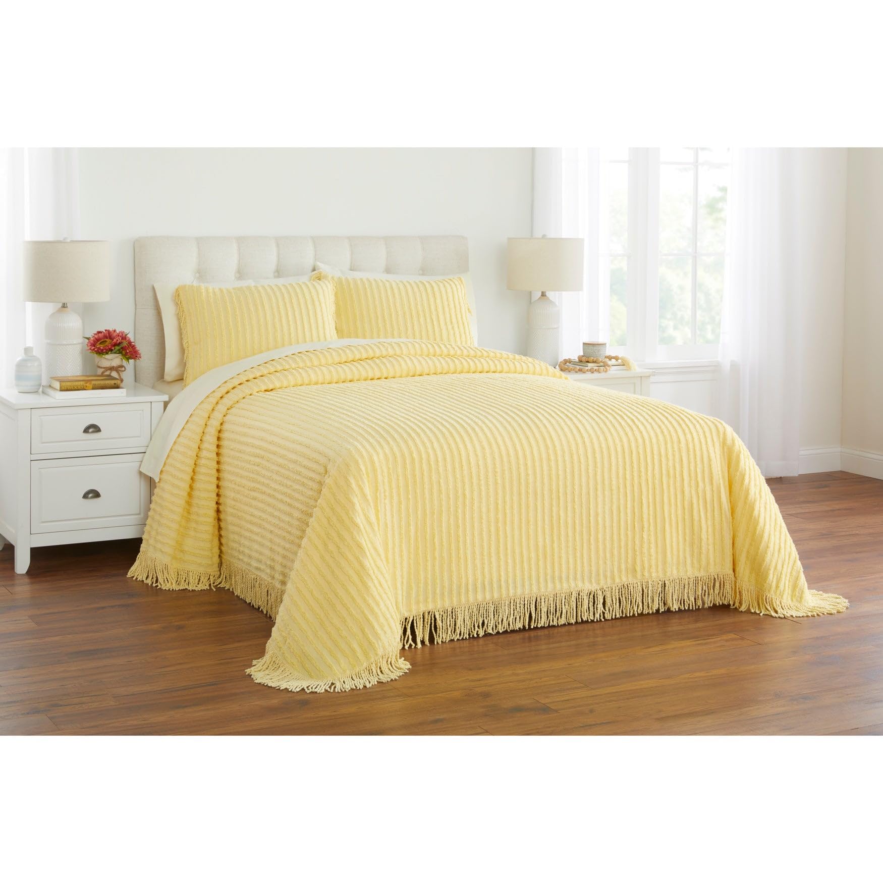 BrylaneHome Oversized Extra Wide Cotton Chenille Bedspread