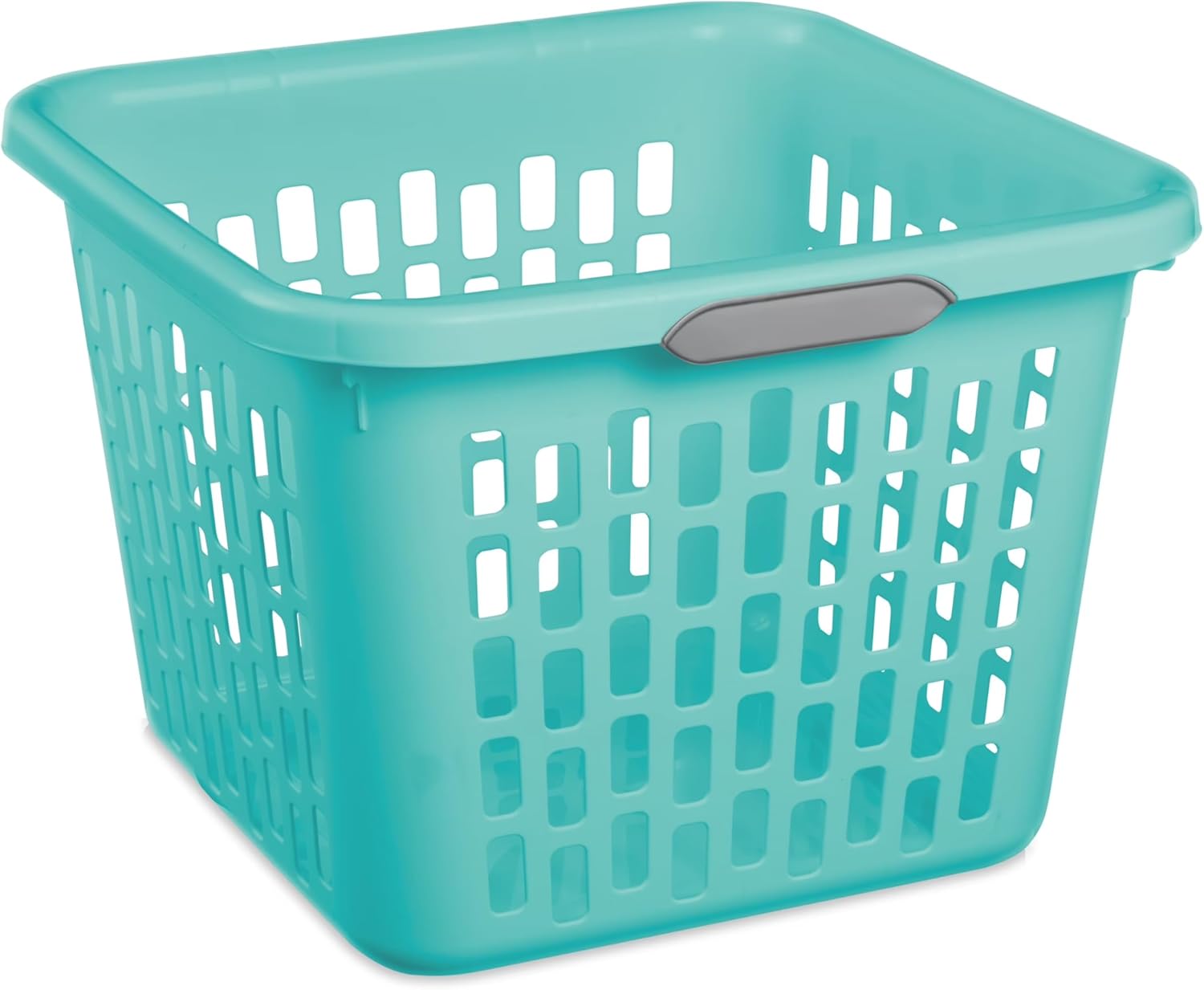 1.5 Bushel Square Plastic Laundry Basket, BPA-Free, Teal Splash - 2 Comfort Grip Handles, Sturdy & Stackable, for Bedroom, Bathroom & Laundry Room