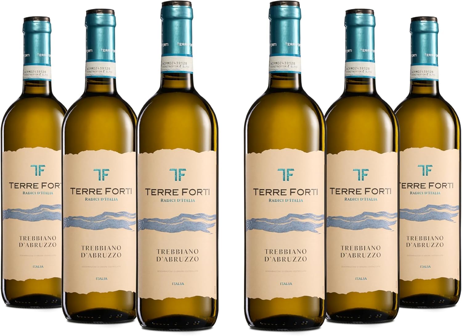 Terre Forti Trebbiano d'Abruzzo DOC, Italienischer Weißwein mit Milden und Mineralischen, Blumigen Noten, 12% Vol., Karton mit 6 Flaschen mit jeweils 750 ml
