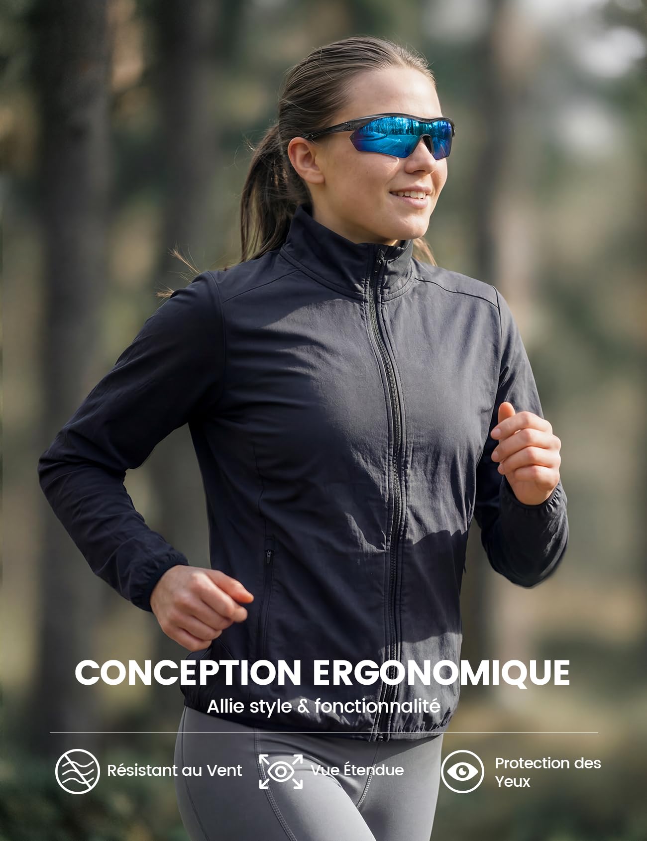Lamicall Lunettes de Soleil Cyclisme Polarisées - [22g Ultraléger] TAC Verres Monoblocs, UV400 Protection, TR90-Monture, Plaquette de Nez & Branches Réglable, Lunettes de Soleil Sport pour Homme/Femme