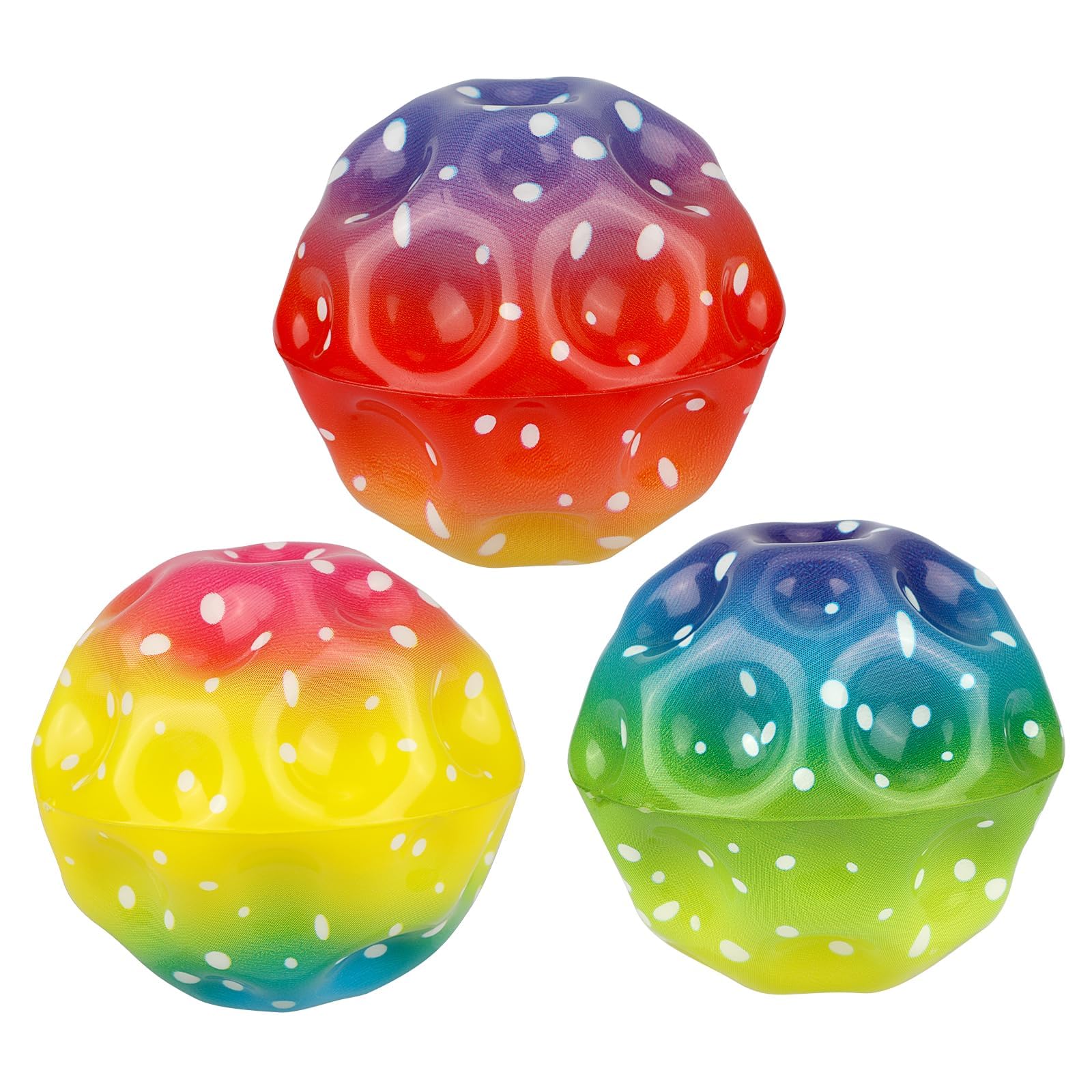 Rukoy 3 Pieces Space Moon Balls, Mini Bouncing Ball Toy, Ultra High Bouncy Balls and Sounds Meteor Spaceball, Rubber Bounce Ball Sensory Ball, Sport Training Ball for Indoor Outdoor Play