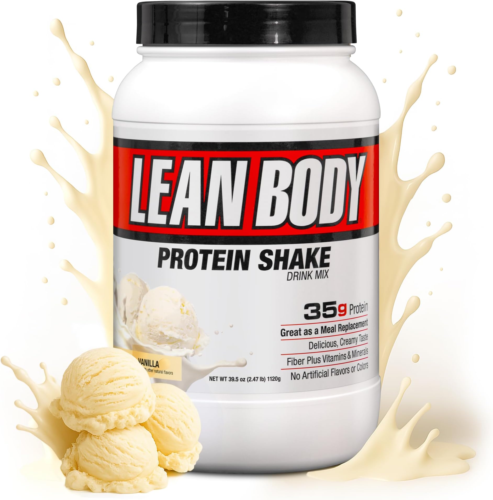 Nutrition Lean Body Hi-Protein Meal Replacement Shake, Vanilla, 2.47-Pound Tub Packaging May Vary