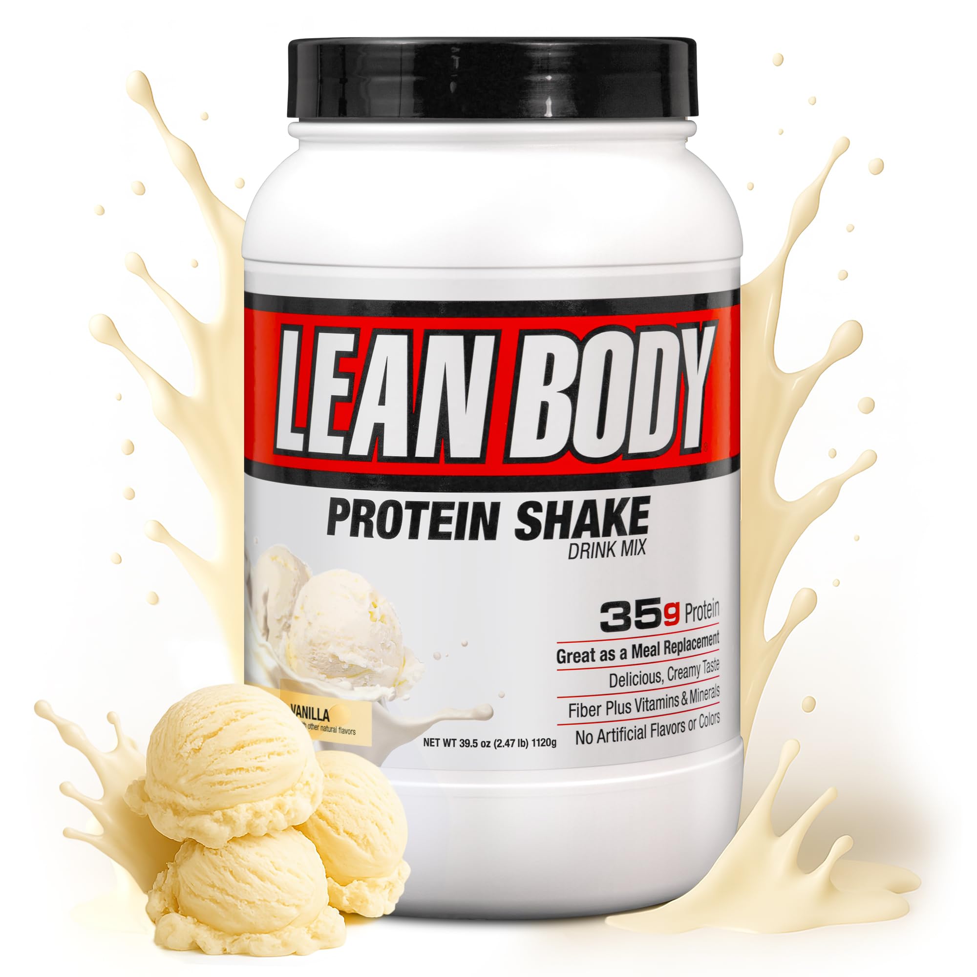 Labrada Nutrition Lean Body HI- Protein Meal Replacement Shake (Vanilla, 2.47Ib-1120g) (packaging may vary)