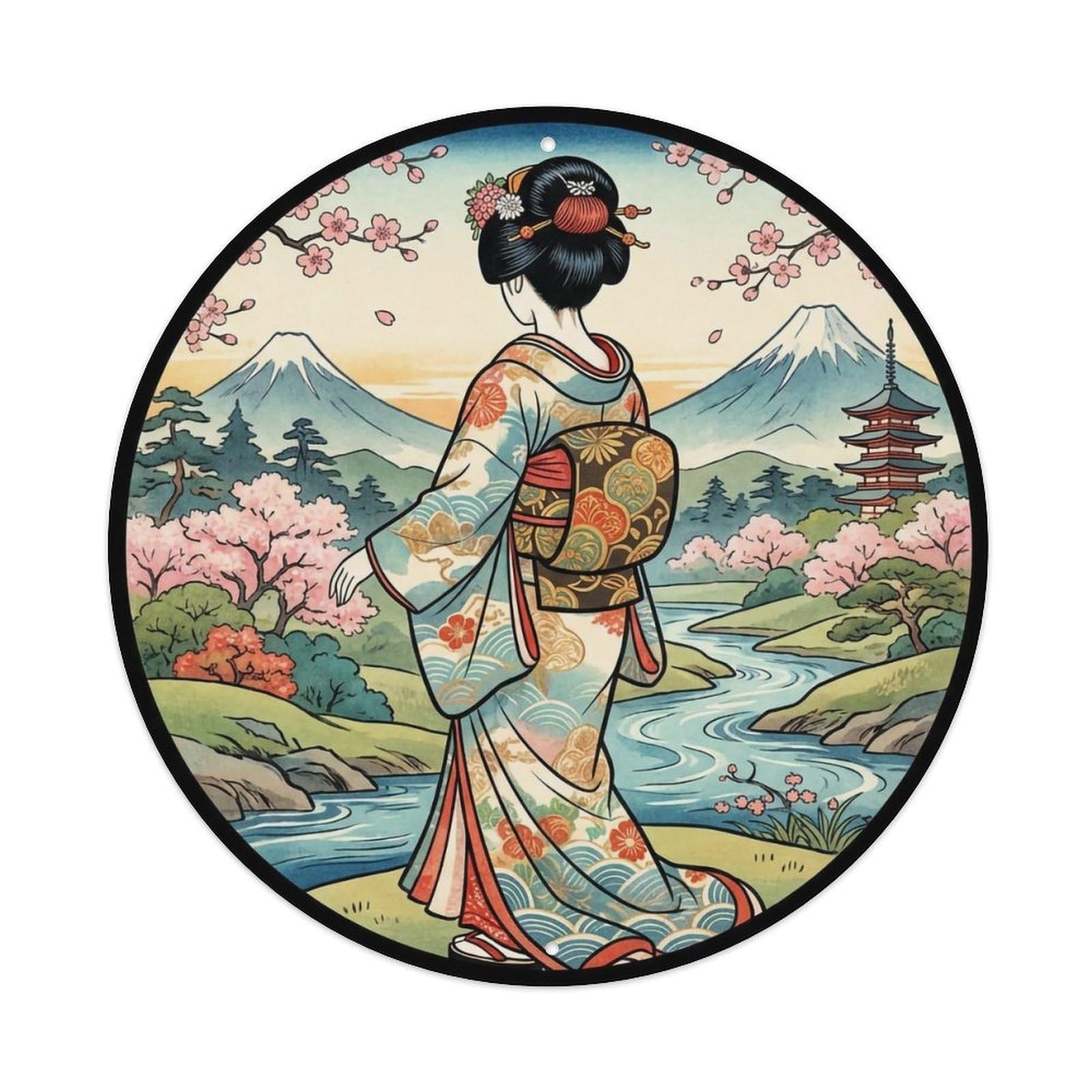 Japanese Geisha Back Slight Turn Posture Metal Tin Sign