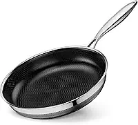 Innerwell Frigideiras antiaderentes, frigideiras híbridas de aço inoxidável de 20 cm, frigideira antiaderente de cerâmica de titânio, sem PFAS/PFOA/PTFE, compatível com todos os cooktops