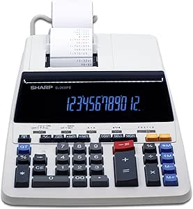 Sharp EL2630PIII Deluxe Heavy Duty Color Printing Calculator with Clock and Calendar - 12-Digit Display, 4.8 LPS, Two-Color Printing, Ideal for Accounting and Bookkeeping