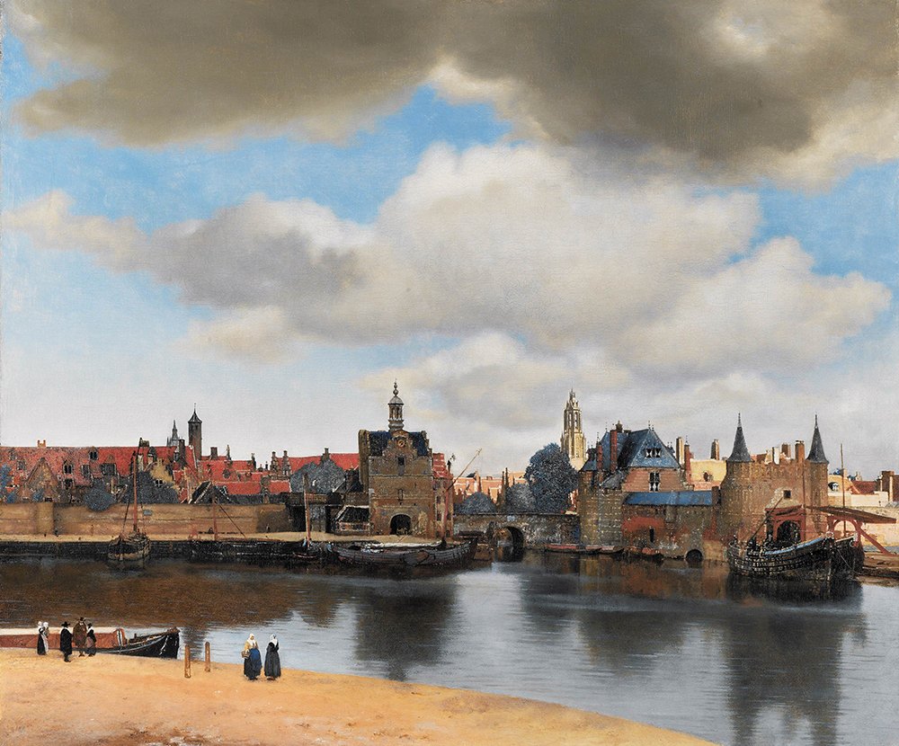 Cuadro de Vermeer Vista de Delft enmarcado con impresión mate de alta calidad