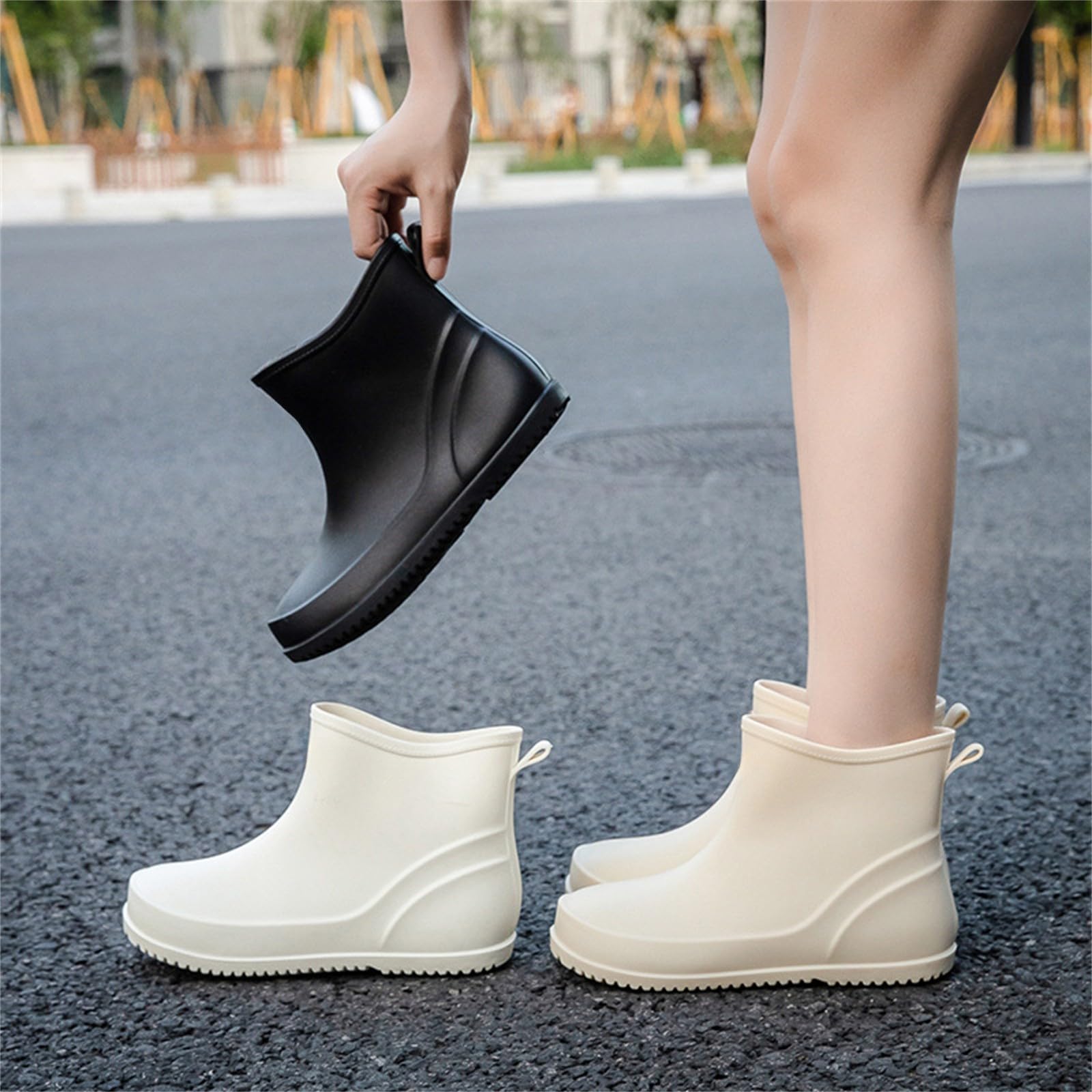 Botas de goma para mujer, impermeables, botines de goma, botas de lluvia, botas de lluvia, botas de lluvia, botas de goma, antideslizantes, zapatos de jardín, botines de tobillo, botas de lluvia para