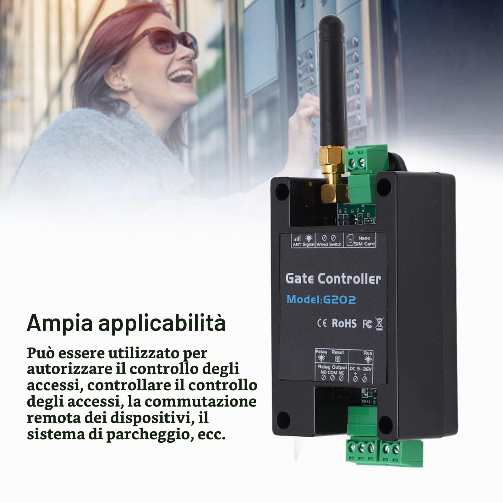 Apriporta GSM per Garage e Controllo Accessi Remoto Interruttore Porta Senza Fili (2G)