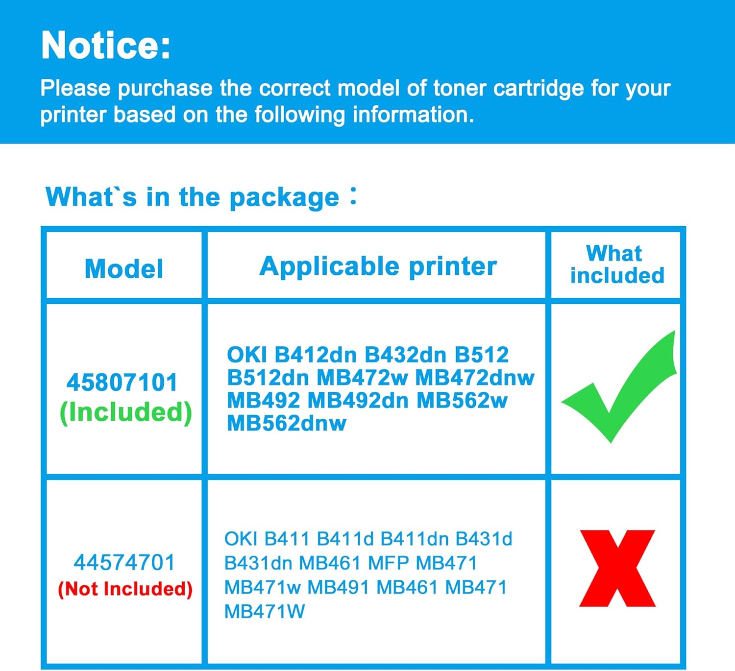 LCL Compatible Toner Cartridge Replacement for OKI B412dn B432dn B512DN 45807101 45807105 3000Pages MB472dnw MB492dn MB562dnw (1-Pack Black)
