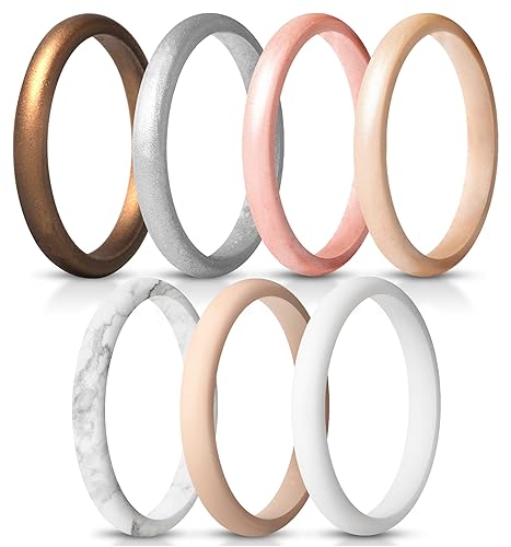ThunderFit - Anillos de boda y de compromiso hechos de silicona, finos y apilables para mujer, 2,5 mm de ancho y 2 mm de grosor