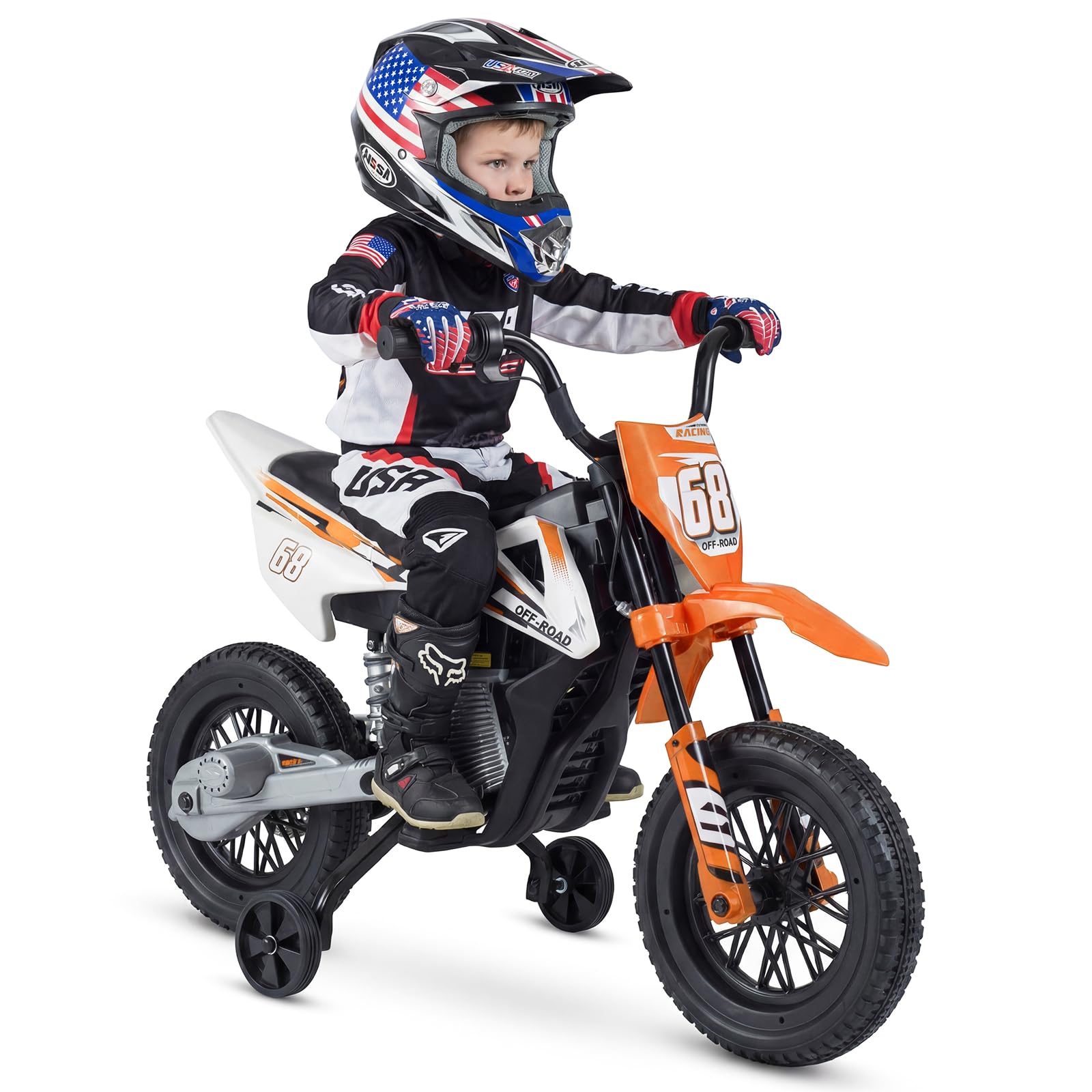 Maxmass 12V Kids Electric Motorcycle, 3 Wheels Ride on Motorbike (Orange)